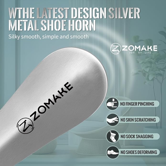 ZOMAKE Metal Shoe Horn, Small Travel Shoehorn for Men Women Kids, 5.9''/7.3''/7.5'' Portable Shoe Spoon Helper