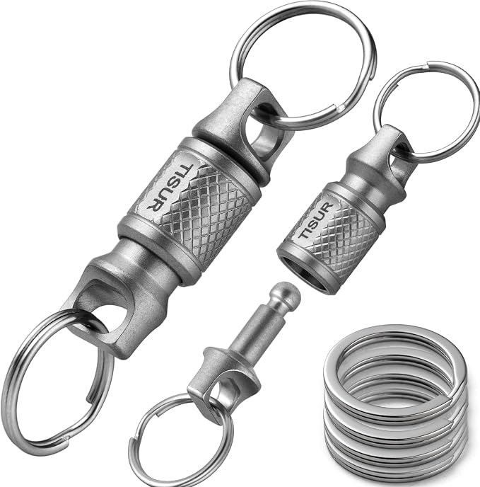 TISUR Titanium Quick Release Keychain,Detachable Pull Apart Key Chain Rings