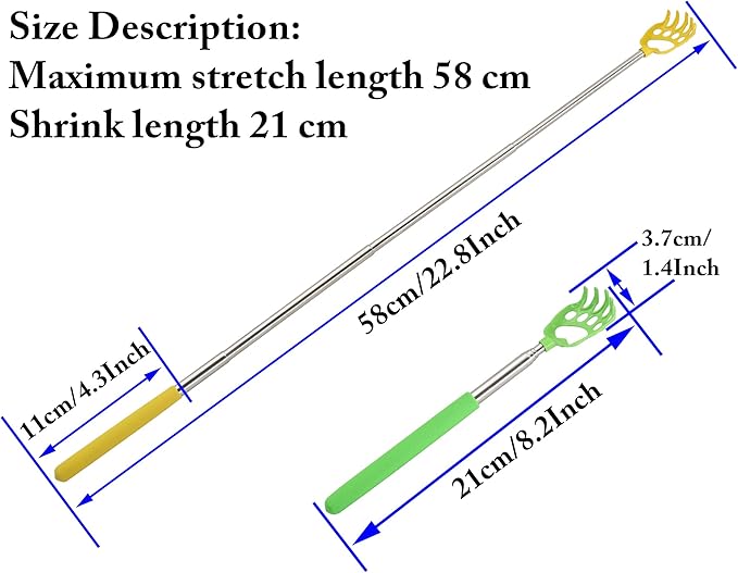 zdyCGTime (4Pack Bear Claw Back Scraper,Portable Retractable Back Scraper,Metal Retractable Back Scraper,Back Scraper with Rubber Handle can Eliminate Back Itching.(Black,Red,Yellow,Green) 4Pack