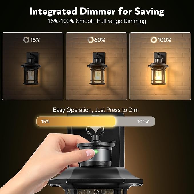 Outdoor Light Fixture With Motion Sensor, Dusk To Dawn Modern Exterior Porch Lights Wall Mount, Anti-rust 100% Aluminum Outdoor Wall Lantern, Black Farmhouse outdoor wall light For Garage Backyard