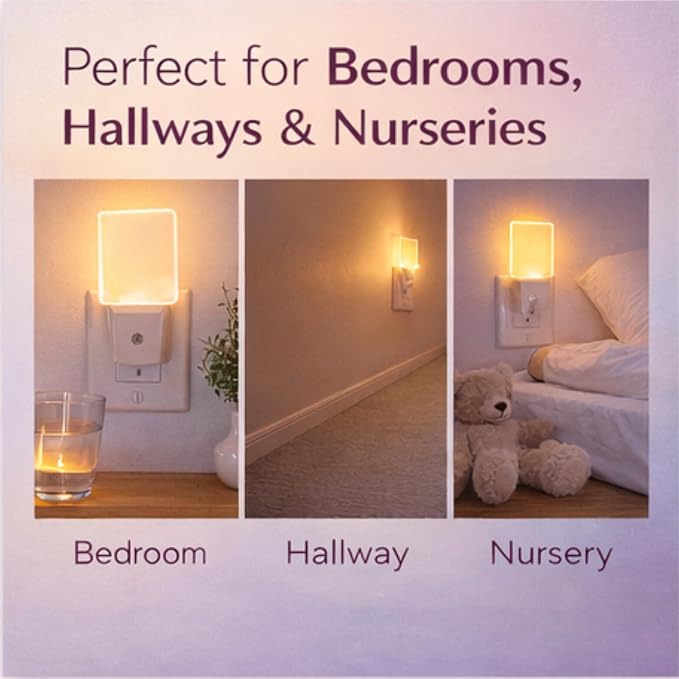 2-Pack Automatic Adults & Kids Night Lights Plug into Wall I Cozy Home Decor Led Wall Lights Bedroom Ambient Lighting I Dusk to Dawn Sensor Bathroom Night Light Kids Bathroom Lights, Bedroom Lights