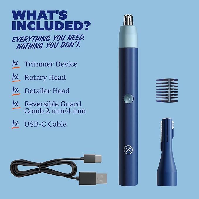 Dollar Shave Club | for Your Details Trimmer | Nose and Eyebrow Hair Razor for Men | Shower Safe, 360° Rotary Head, Detailer Head Attachment | Nose, Beard, Hair Trimmer, Face Remover for Men & Women