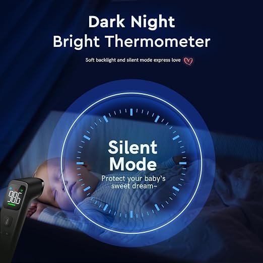 Viproud Touchless Thermometer for Kids and Adults, 1-Second Reading, Black | Large LED Screen, Fever Indicator, Mute Mode, Memory Recall, Dule Mode Forehead/Object, for All Ages