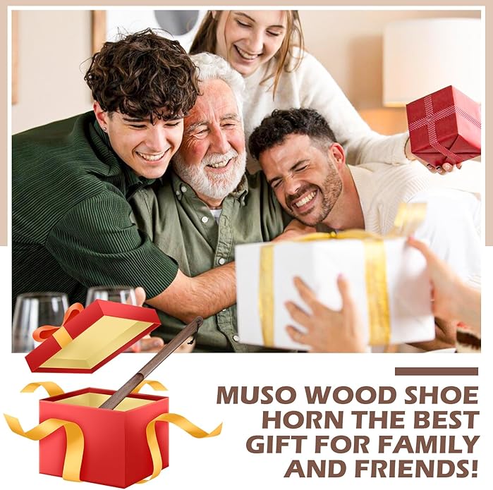 muso wood Wooden Shoe Horn, Walnut Shoe Horn Long Handle for Seniors, 23.6 Inches Shoehorn for Seniors and Pregnant Women