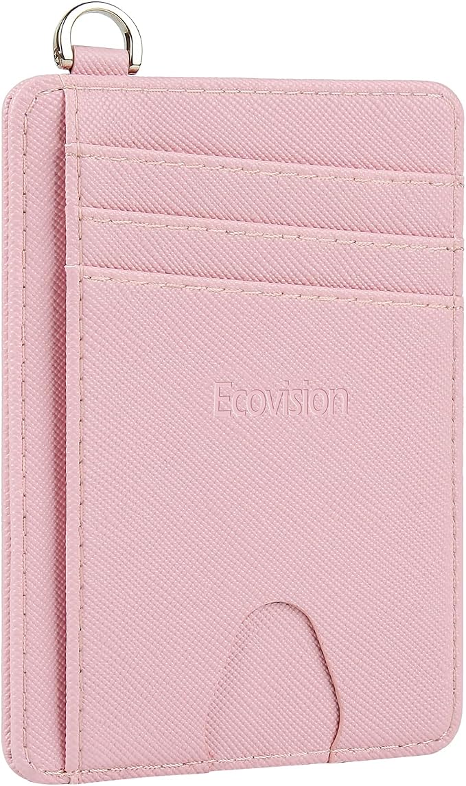 Slim Minimalist Front Pocket Wallet, RFID Blocking Credit Card Holder Wallet with Detachable D-Shackle for Men Women