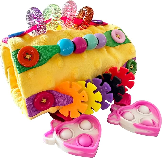 Fidget Blanket for Adult Dementia Products for Elderly Alzheimers Dementia Activities for Seniors Fidget Wrist Cuff Sensory Bracelet Tool for Seniors Dementia Gifts