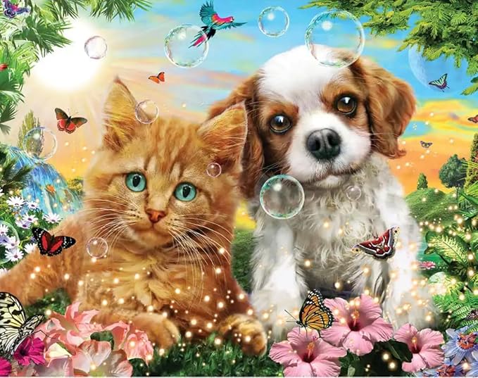 Bits and Pieces Large Piece Puzzles for Seniors, 10 in. x 13 in. Kitten and Puppy Puzzle - 16 pc Extra Large Pieces Puzzles for Dementia Seniors, Alzheimer Puzzle Memory Aids for Seniors with Dementia
