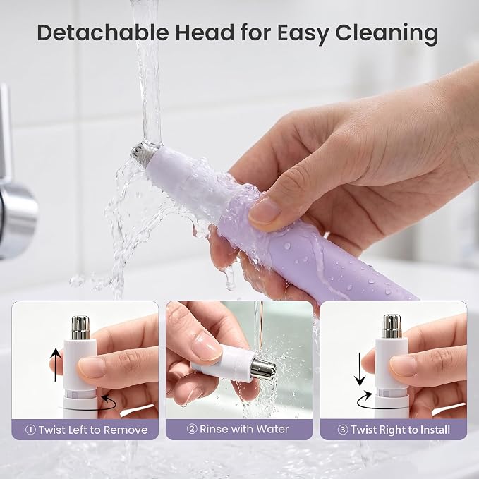 TOUCHBeauty Nose and Ear Hair Trimmer for Women Men, 2-in-1 USB-C Rechargeable Eyebrow Trimmer & Facial Hair Removal, Waterproof Dual-Edge Nasal Hair Clipper with Storage Case (Purple)