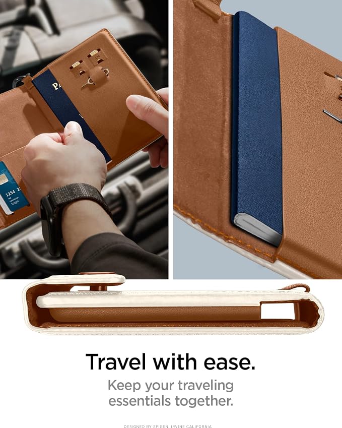 Spigen Life Passport Card Cover Holder, RFID Blocking | Travel Document Organizer, SIM Card Pin Included - Black