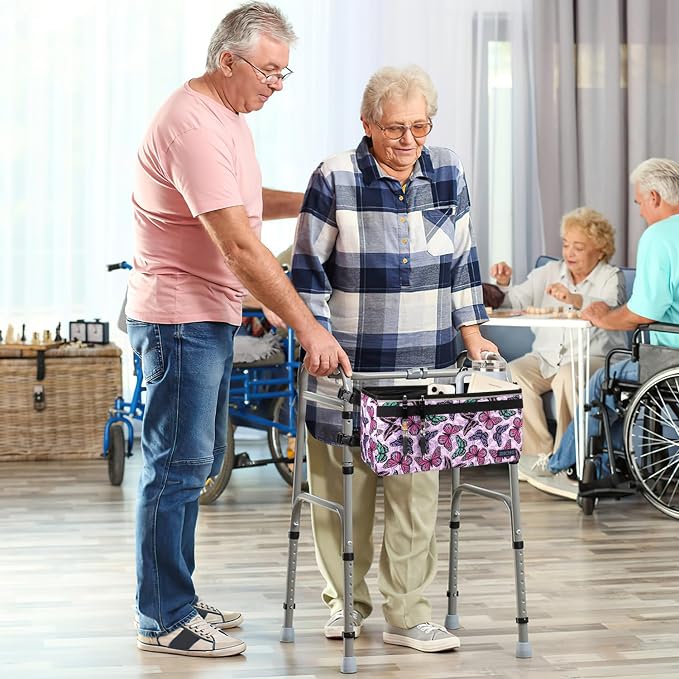 ZHCHG Walker Basket for Seniors, Walker Accessories Bag for Folding Walker | Large Capacity & Never Tipping Over, Best Gift- (Not Fit Rollator Walkers)- Purple