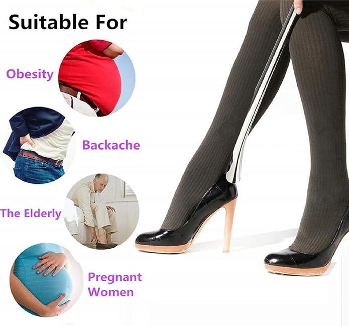 Shoe Horn Long Handle for Men Women Extra Long Handled Metal Wide Shoehorn for Seniors Solid Sturdy Durable Shoe Spoon Helper