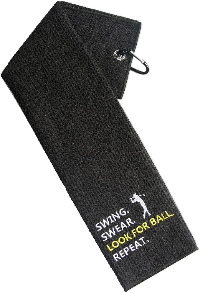 Golf Accessories Towel Gifts for Men | Funny Towels for Golf Bags with Clip | Embroidered Golf Towels | Retirement Gift for Grandpa Dad Brother Husband Boss | Presents for Valentines Day Fathers Day