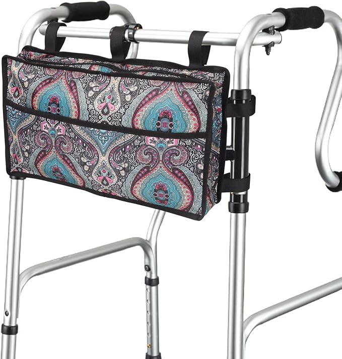 Walker Bag, Walker Accessories for Elderly, Walker Basket Walker Tray for Folding Walkers, Rollator or Scooter, Wheelchair Bag for Seniors, Provides Hands Free Storage for Handicap, Disabled Green