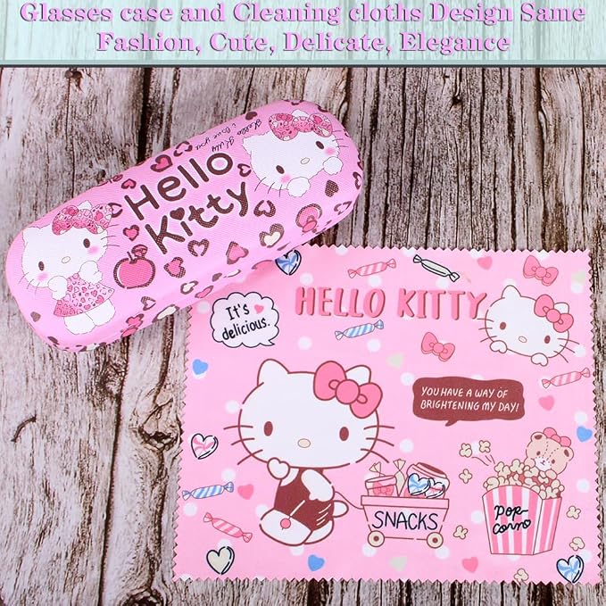 ADBGV Cute Stylish Hard Shell Eyeglasses Cases Protective Case Storage Box With Glasses Cloth Eyeglass Strap for Girl Teen