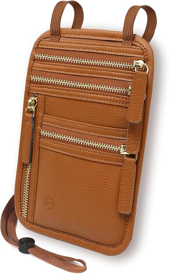 Neck Wallet for Traveling Women Men, RFID Blocking Leather Travel Pouch | Passport Holder, Family Travel Document Organizer Passport Wallets,International Travel Must Haves Travel Accessories