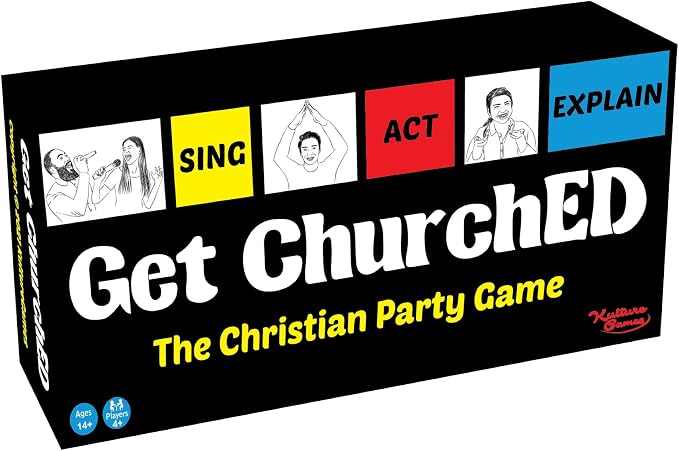 Kulture Games Get ChurchED | The Christian Party Game| Christian Gifts & Cards | Bible Trivia Game | Charades Games | Family & Youth Groups | Bible Quiz (Sing, Act/Charades, Explain)