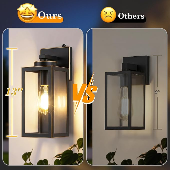 Upgraded Dusk to Dawn Outdoor Wall Lights, Bronze, 2-Pack | Auto On/Off, Rust-Resistant, Quick & Easy Installation, Waterproof & Weatherproof, Thick Clear Glass & Durable Metal