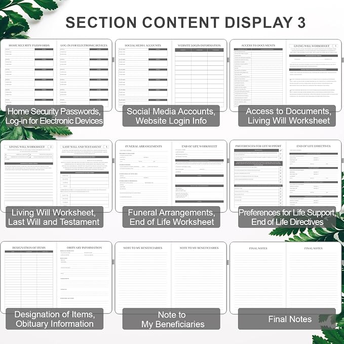 End of Life Planner, Guided Estate Planning Notebook, Final Arrangements Organizer for Beneficiary, Will Preparation, Last Wishes & Funeral Planning, In Case of Death Organizer, 8.4x11"