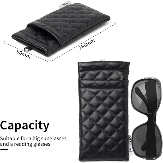 Face Shadow Double Glasses Case Soft Eyeglass Case For Women Men Squeeze Top Sunglasses Case With Cleaning Cloth