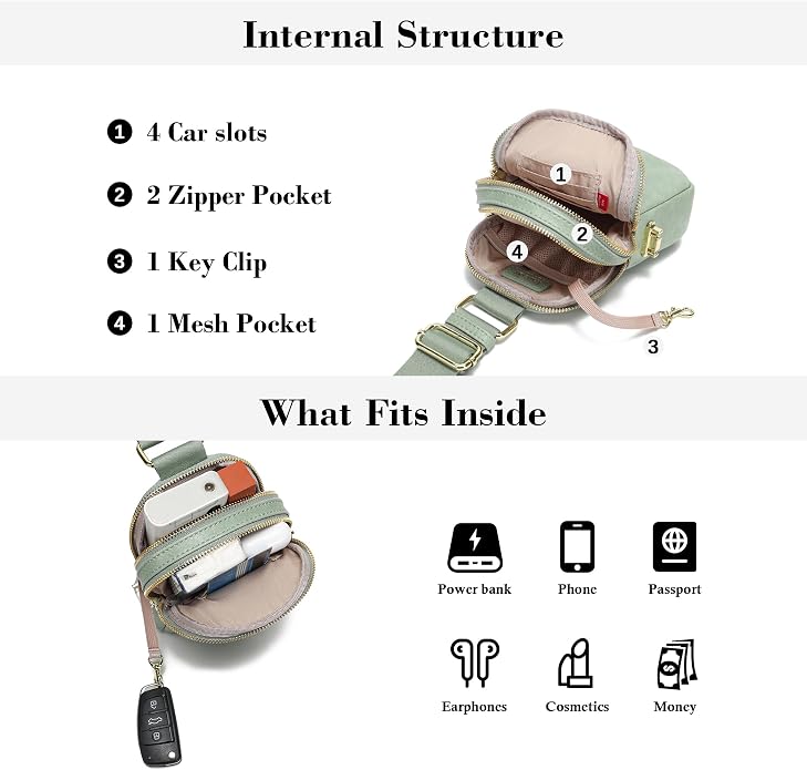 Anti Theft Crossbody Bag for Women, Small RFID Blocking Sling Purse with Zipper Lock for Travel, Vegan Leather