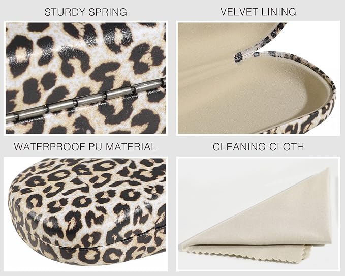 MoKo Hard Shell Eye Glasses Case, PU Leather Eyeglasses Cases with Cloth