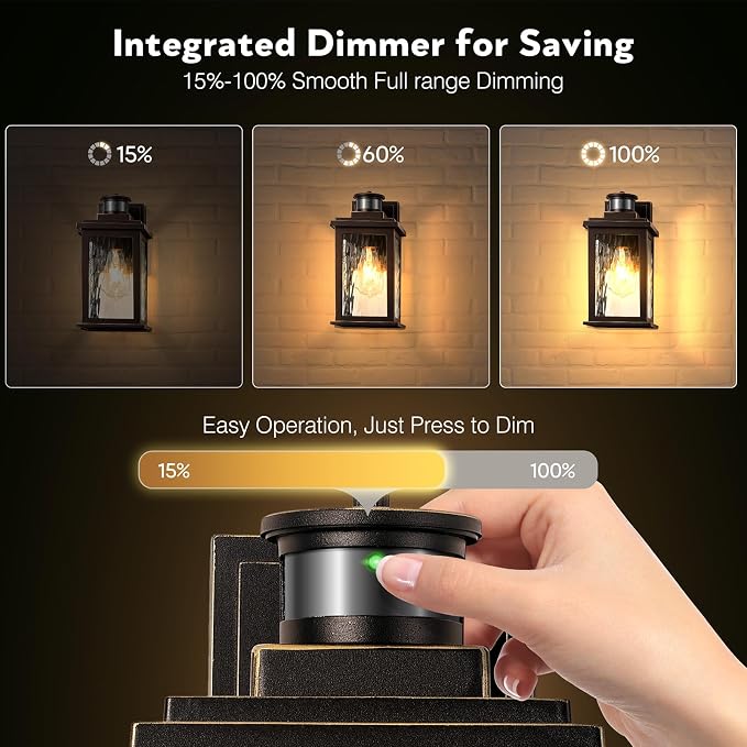 VIANIS Motion Sensor Outdoor Light Fixture, 2 Pack Outdoor Wall Lights | Adjustable Sensitivity, Oil-Rubbed Bronze, Anti-Rust Aluminum, Waterproof Outdoor Lanterns for Porch, Front Door, Entrance