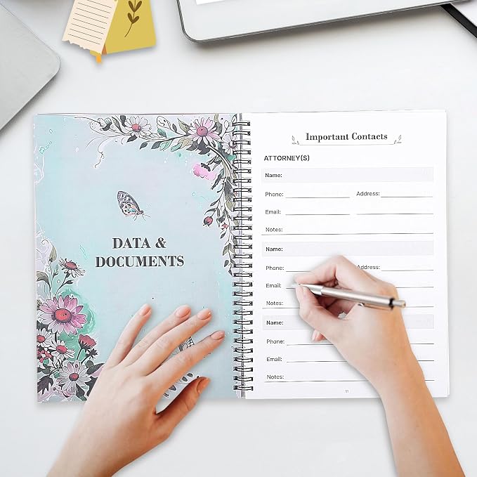 Thboxes My Final Wishes Planner, End of Life Estate Organiser Book, Black | Spiral Bound Notebook, 7.4 x 10.1 In, Possessions And Affairs Pages, When I Am Gone Notes, for Adults, Seniors, Families