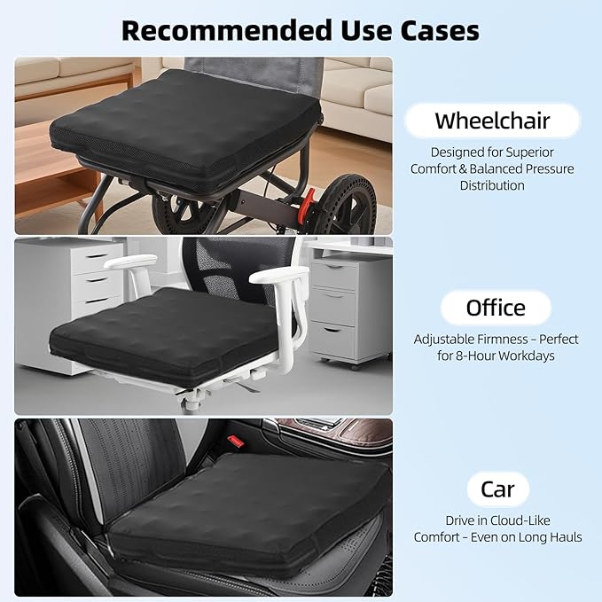Air Cushions for Pressure Sores on Buttocks – Inflatable Wheelchair Seat Cushion for Pressure Relief - 17 Inches Coccyx Cushion for Tailbone Pain