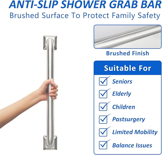 Bathroom Grab Bars Stainless Steel Handrail ADA Compliant 500lbs bathtubs and Showers Toilet Handle Safety for Handicap, Elderly, Disabled, Injury (18inches 2 Pack)