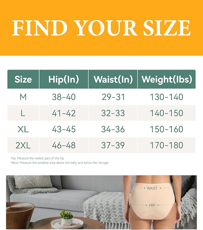 Women's Incontinence Underwear Washable Leakproof 3 Pack | 56ml Absorbency,5-Layer Leakproof Guard,Postpartum Bladder Leak,Odor Free,Soft Breathable Cotton Reusable Panties for Women