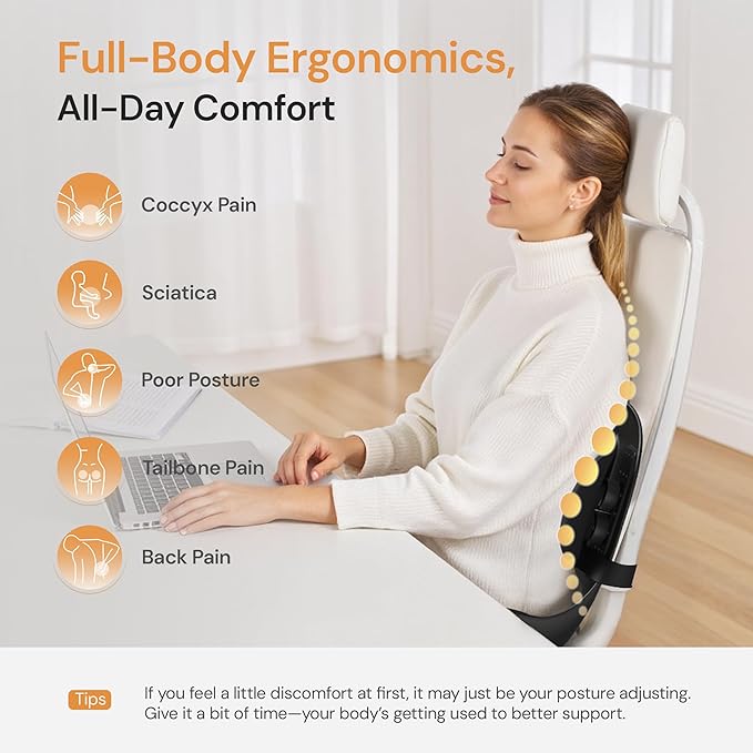 CabSupport M3 Ergonomic Seat Cushion Dynamic Lumbar Support Spineseat Patented Spine Alignment Ergonomic Posture Corrector, Ideal for Seniors & Teens, Breathable Design for Home, Gaming & Meditation