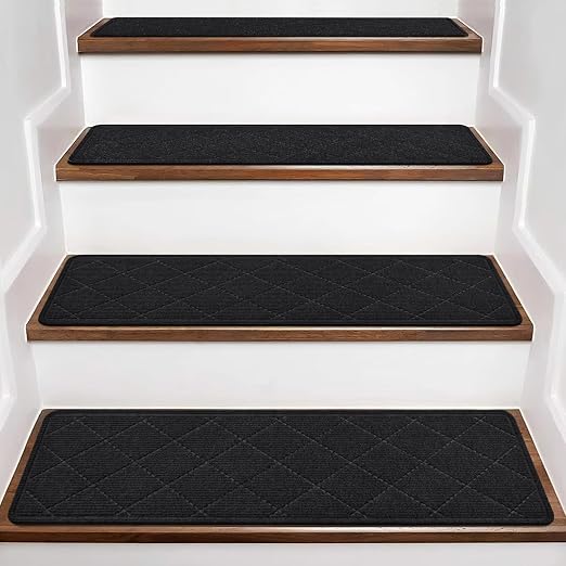 Stair Treads for Wooden Steps, 15 Pack 9" X 30" Non Slip Carpet Stair Treads Indoor with Reusable Adhesive for Elders and Dogs, Pet Friendly Polyester TPR Backing Stair Runner