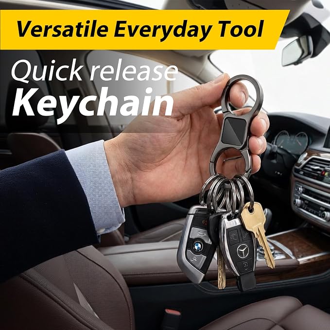 DAYGOS Key Chain, Quick Release Car Keychain with 8 Key Rings for Men | Heavy Duty, Easy Detachable Keychains Organizer, Portable Multi Key Ring Clip with Spring Hooks