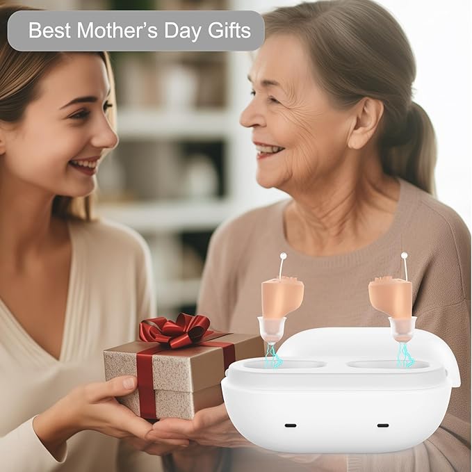 Hearing Aids for Seniors Rechargeable Not Amplifier, OTC In-the-Ear Hearing Aid, Hearing Aides for Adults Men Women Elderly Hearing Loss, Invisible Hearing Ear Buds Earbuds