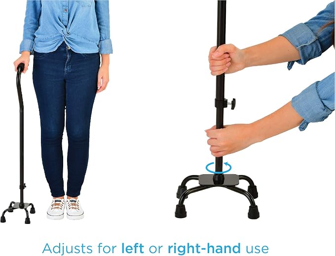 NOVA Medical Products Heavy Duty Quad Cane with Large Base, Black, 4.5 Pound (5710BK)