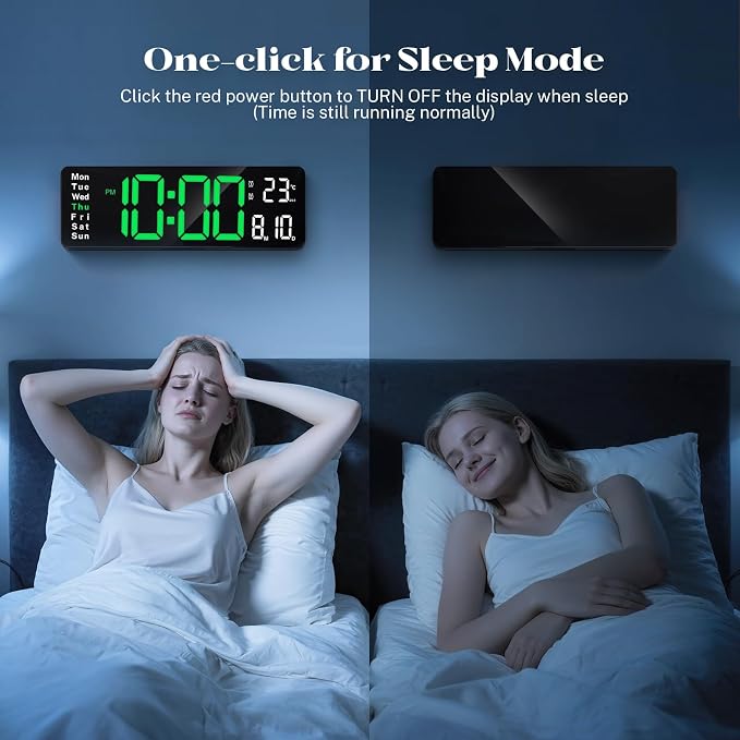 Digital Clock Large Display, 16" Large Digital Wall Clock for Classroom, Led Big Wall Electric Clocks with Remote Control,Date,Week,Alarm,Temp,Night Light for Bedroom,Living Room,Gym,Office