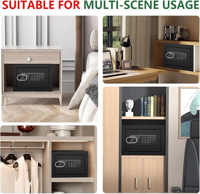 1.3 Cubic Feet Small Fire Safe Box for Home, Fireproof Safety Lock Box with Digital Keypad, Spare Keys and Removable Shelf, Personal Security Home Safes for Money, Jewelry, ID Documents