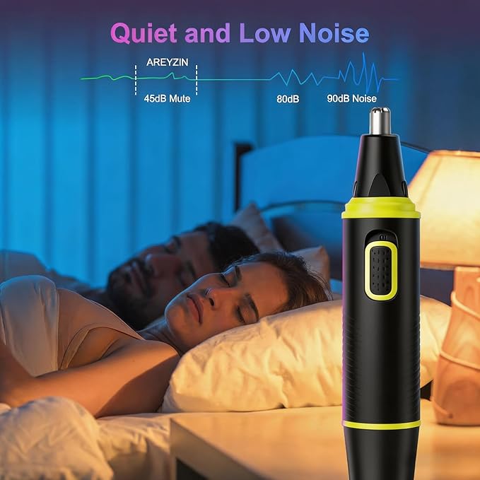 AREYZIN Nose Hair Trimmers for Men，Rechargeable Hair Trimmer 2 in 1 Painless Multifunctional Ear and Nose Hair Trimmer with IPX7 Waterproof Dual Edge Blades（Green）