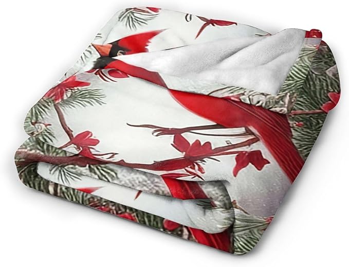 Yibuda Cardinal Blanket Soft Cozy Fleece Throw Blanket Lightweight Warm Red Bird Flannel Plush Stuff Decor Blanket Cardinal Gifts for Lover Girls Boys Kids Women Adults Bed Travel 40"x50"