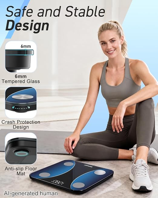 INSMART Smart Scale for Body Weight, Digital Bathroom Scale with BMI, Muscle Mass, Bluetooth Body Fat Scale,17 Body Composition Analyzer with Smart APP Sync Weight Scale, 400 lbs- Blue