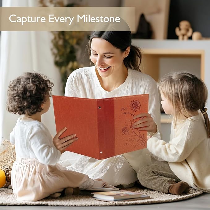 Photo Album 8x10 2 Packs Clear Pages Pockets Leathe Cover Slip Slide in Photo Album Each Holds 100 Vertical 8x10 Photos Picture Book for Wedding Family (Brown)
