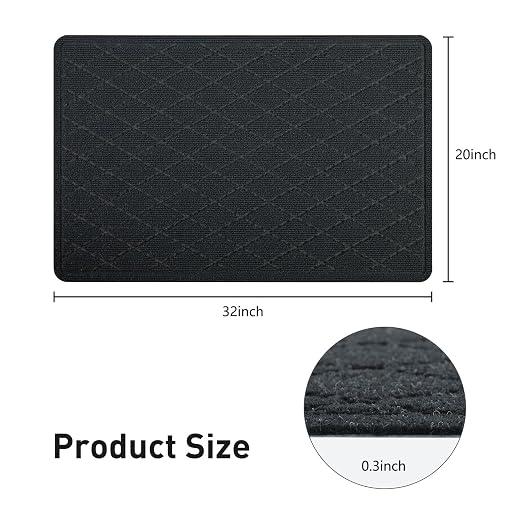 KOOTETA Stair Treads Non Slip Landing Rug for Wooden Steps Indoor, Peel and Stick Stair Treads Matching-Mat 20"X32" Landing Slip Resistant Stair Rugs for Kids and Dogs, Black