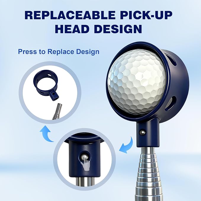 Golf Ball Retriever Telescopic for Water, 9/12/15/20Ft GolfBall Grabber Tool, Golf Accessories Gifts for Men, Women & Golfers, Golf Balls Picker with Stainless Steel Shaft & Rubber Grip