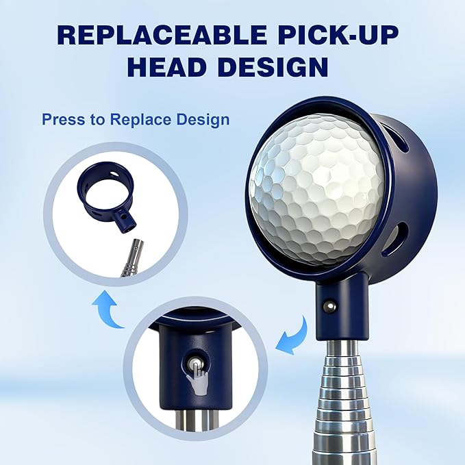 Golf Ball Retriever Telescopic for Water, 9/12/15/20Ft GolfBall Grabber Tool, Golf Accessories Gifts for Men, Women & Golfers, Golf Balls Picker with Stainless Steel Shaft & Rubber Grip