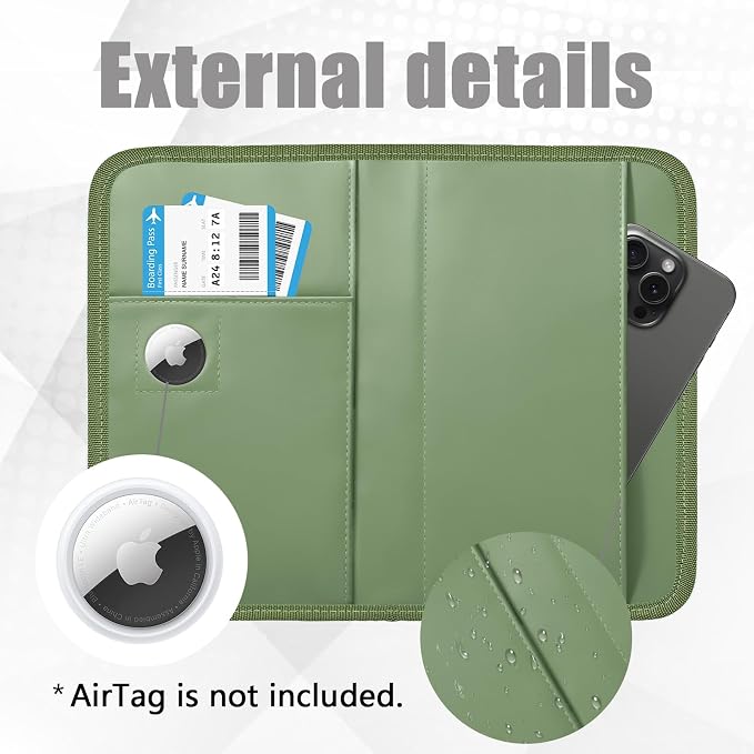 GOAUS Passport Holder for Travel with AirTag Slot, for Family of 4 to 6 | Multiple, Travel Document Organizer, Cards Cash Pockets, RFID Blocking, Waterproof, Gifts, Faux Leather, AirTag Not Included