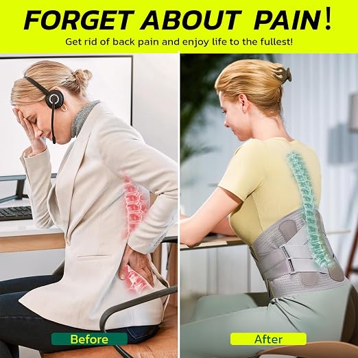 aoFIT Back Brace for Lower Back Pain Relief with 360-Degree Biochemical Hug Support, Back Support Belt for Men and Women, Soft Breathable Fabric Lumbar Support for Herniated Disc, Sciatica L