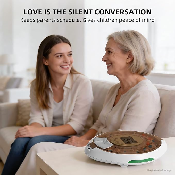 EziMedPil 28-Day Automatic Pill Dispenser with Top Lock Friendly for Senior | Ergonomic Lid Design for Easy Flipping, 9 Daily Alarms & Sound-Light Alert, Easy-Read LCD & Simple 4-Button Intuitive Setup