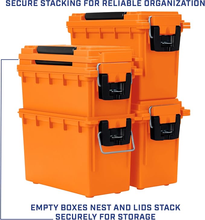 Sheffield Ammo Box Made in USA, Stackable Lockable Ammo Storage Box | Lockable Storage Box, Water and Dust Resistant Dry Box, Secures Hunting Gear, Gun Accessories, Supplies, and Bullets