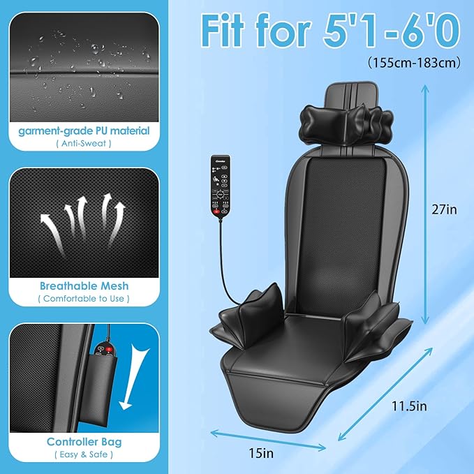Shiatsu Massage Cushion with Heat,Kneading Massager with Vibration,Seat Massager for Office
