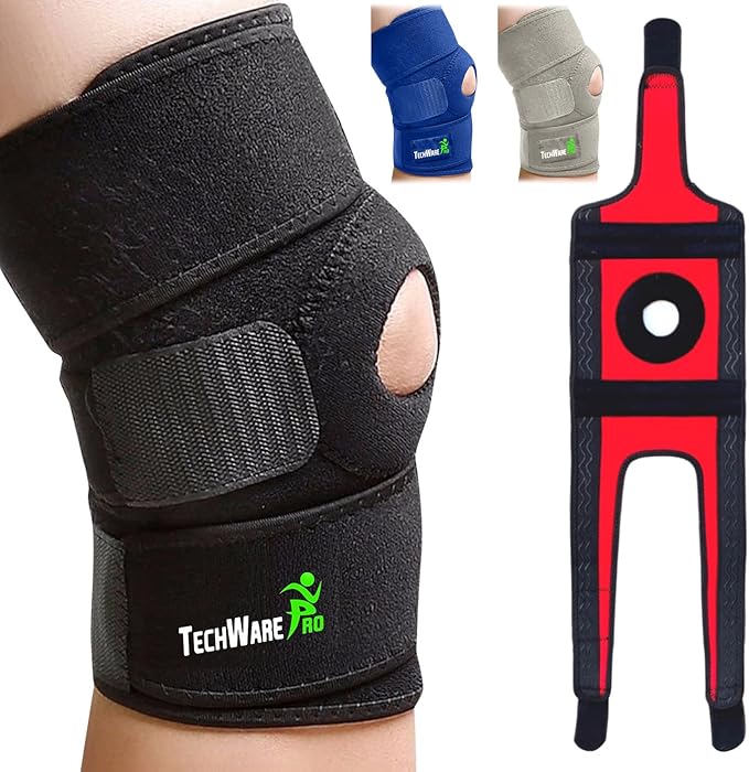 TechWare Pro Knee Brace Support - Knee Braces for Knee Pain. Relieves ACL, LCL, MCL, Meniscus Tear, Arthritis, Tendonitis Pain. Dual Stabilizers Non Slip Neoprene. Adjustable Bi-Directional Straps -5 Sizes